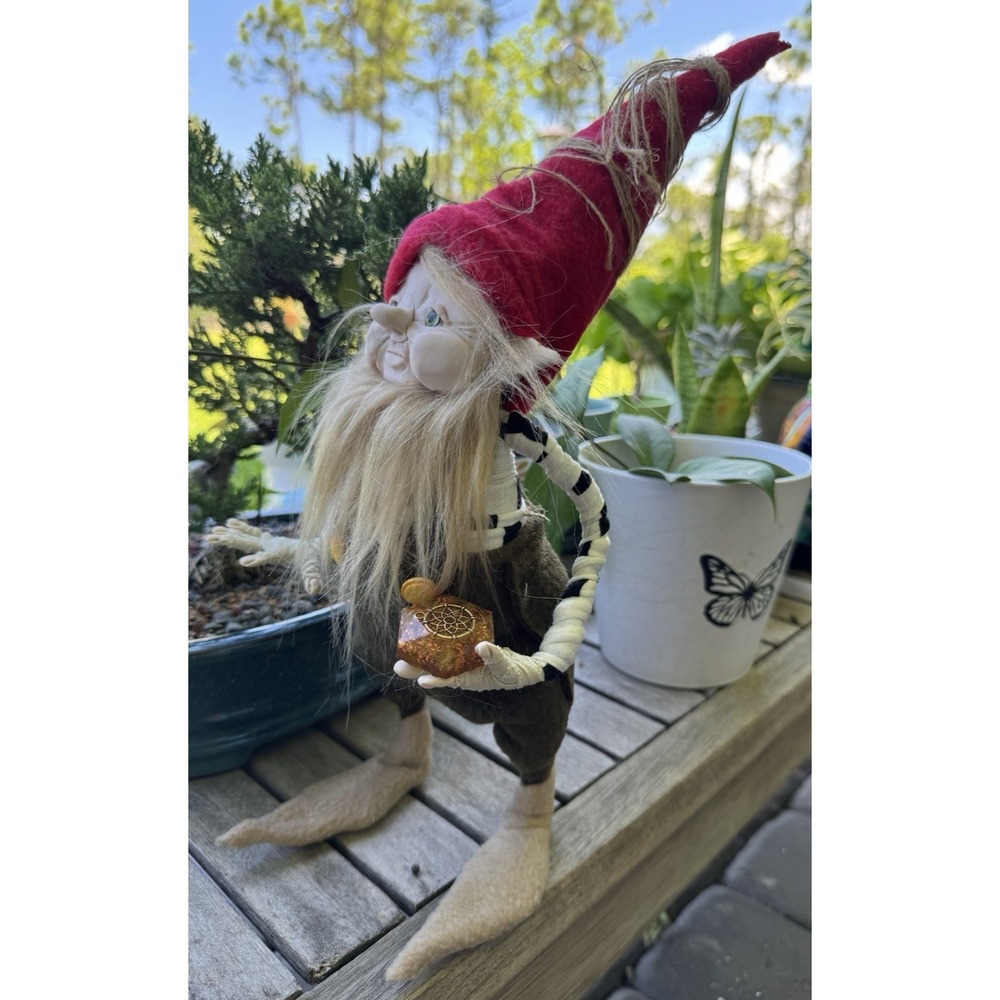 Handmade Enchanted Spirit of Wisdom Gnome Art Doll Earth Elemental w/Orgone